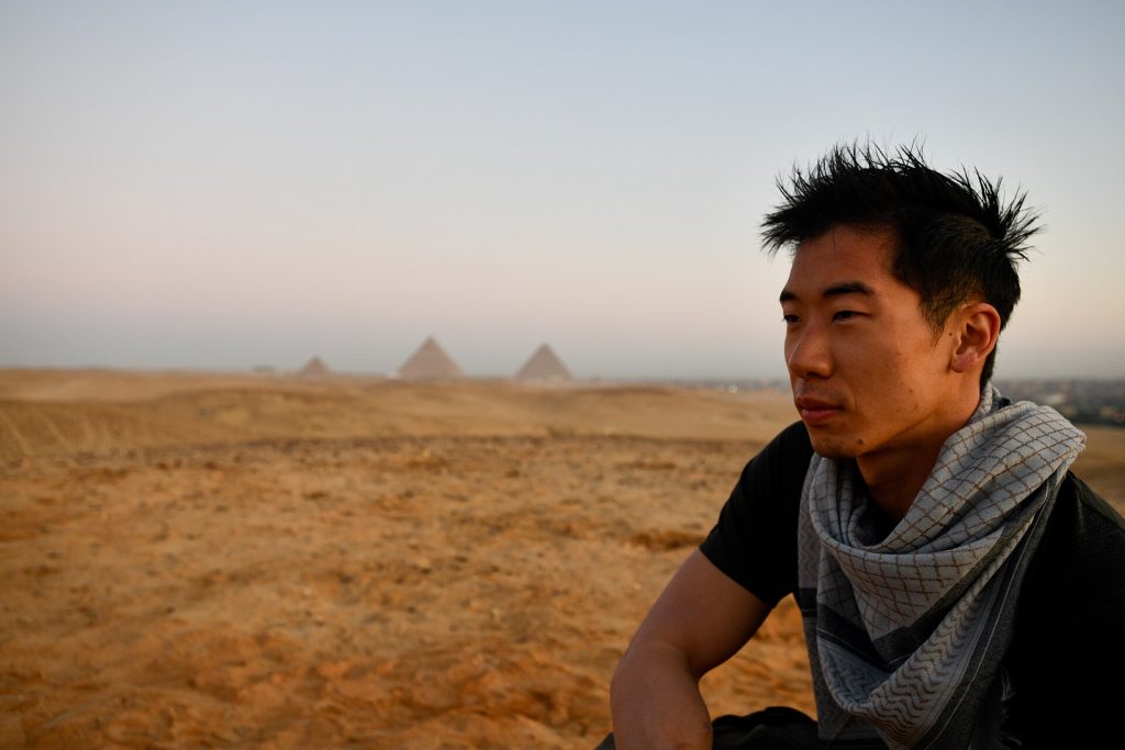 Calvin Sun at The Pyramids of Giza, Egypt 2019