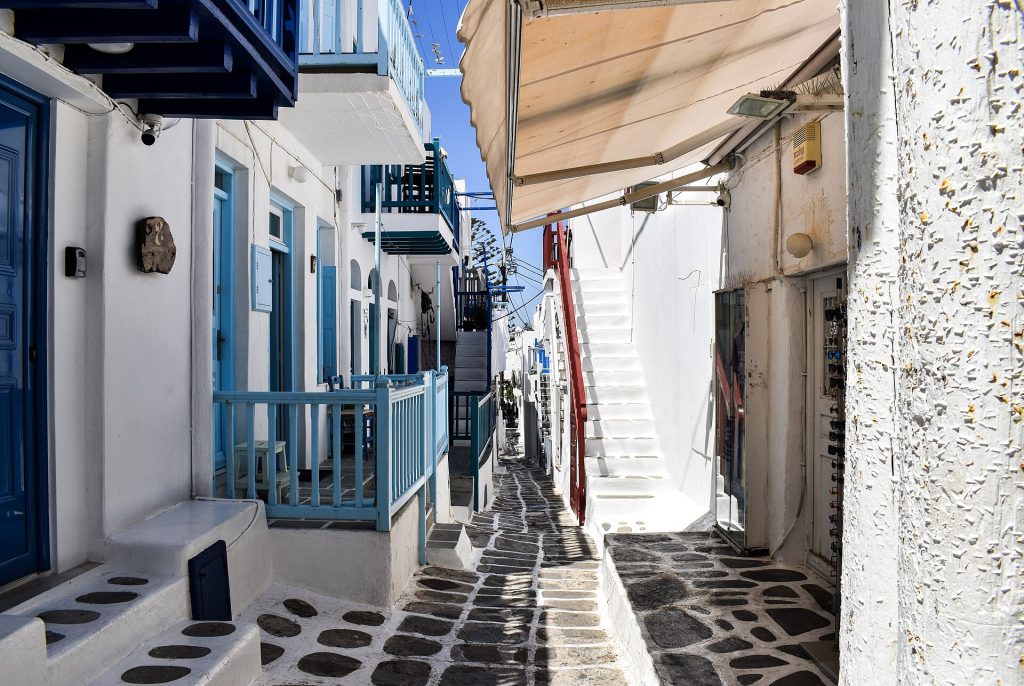 Street in Mykonos, Greece, 2024