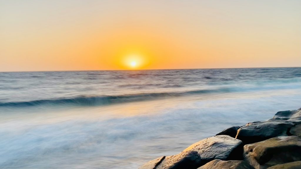 Sunset and rocks on Saudi Arabia's Red Sea coast