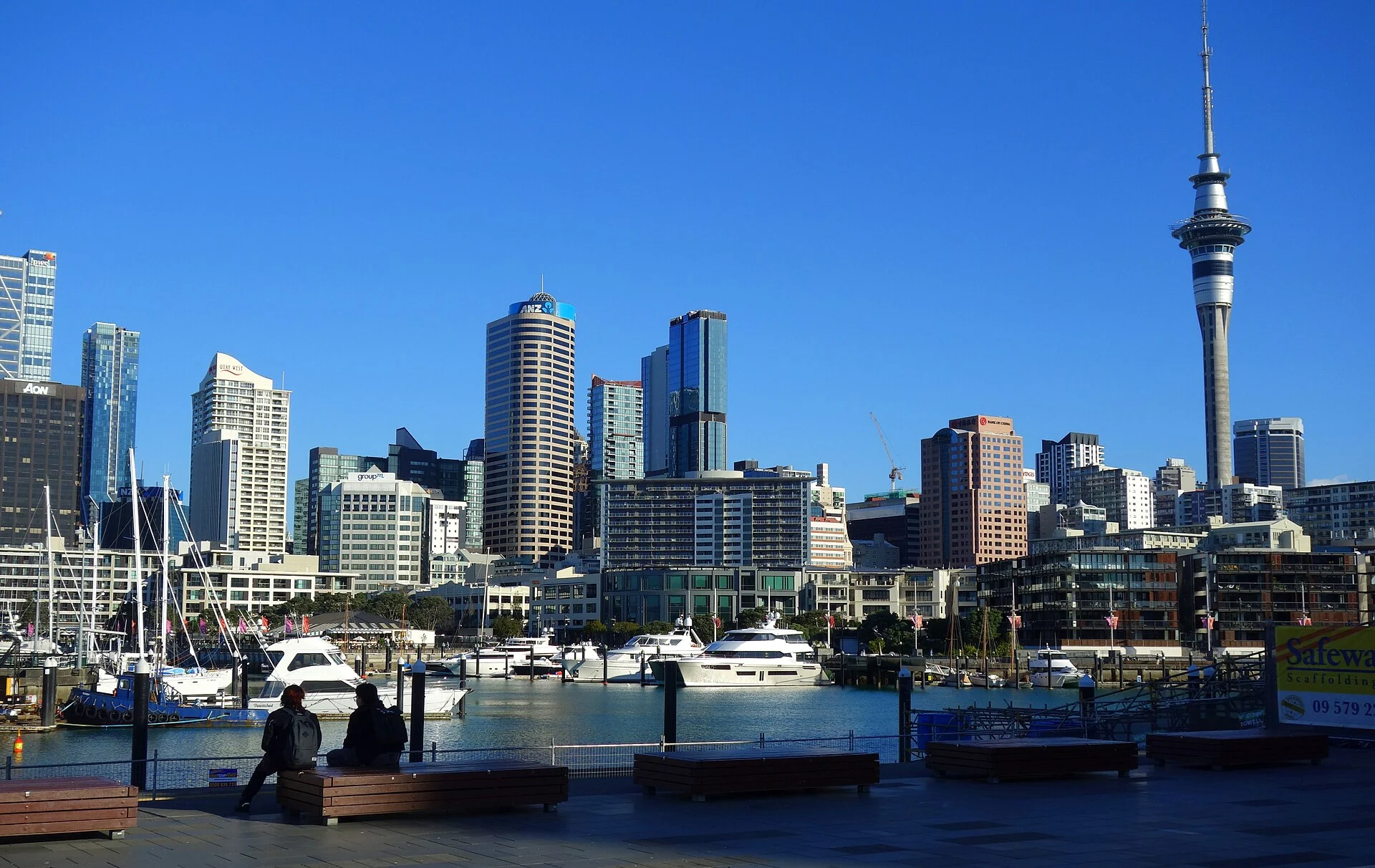 Auckland skyline and waterfront in New Zealand