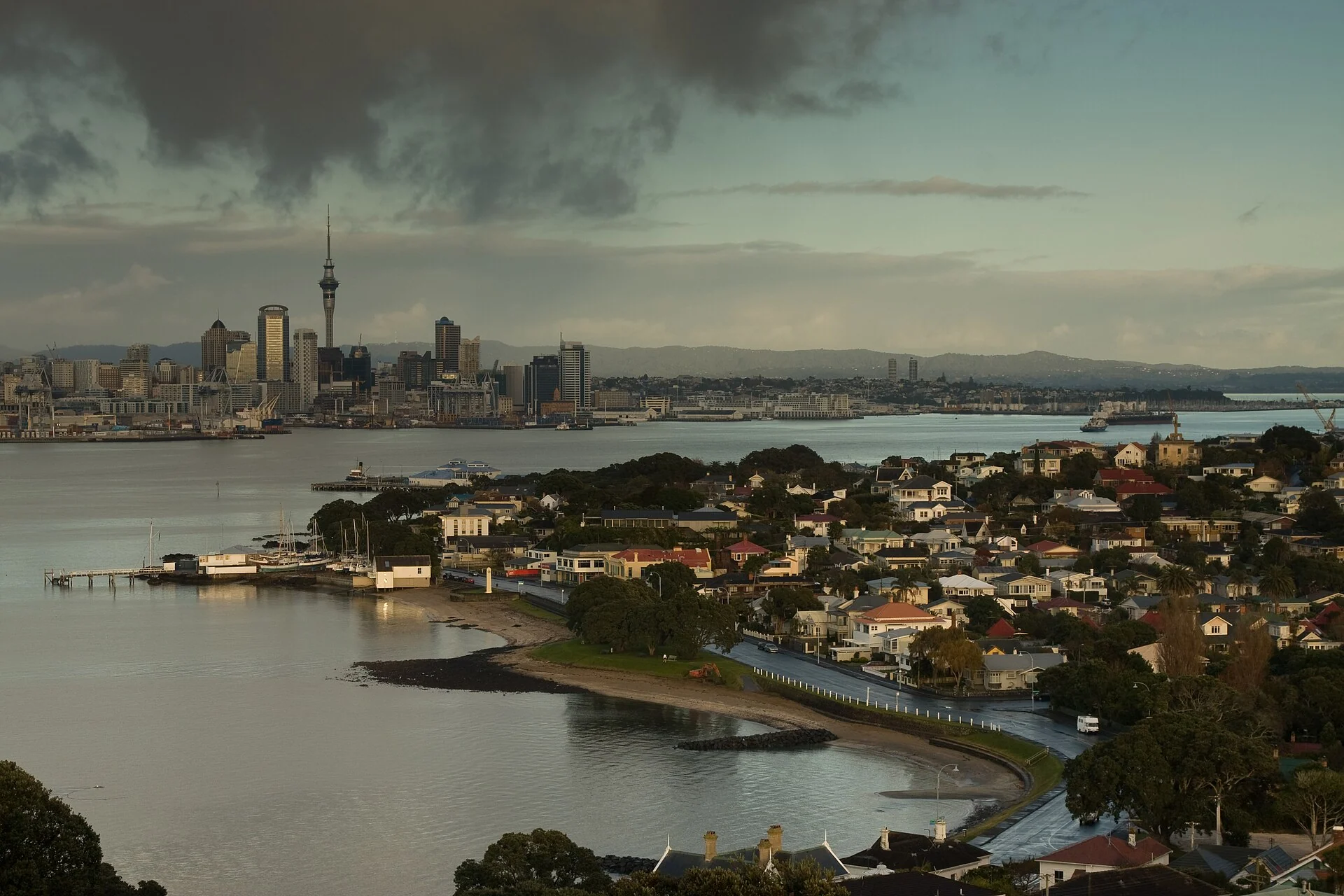 Auckland Skyline and Devonport Waterfront 01