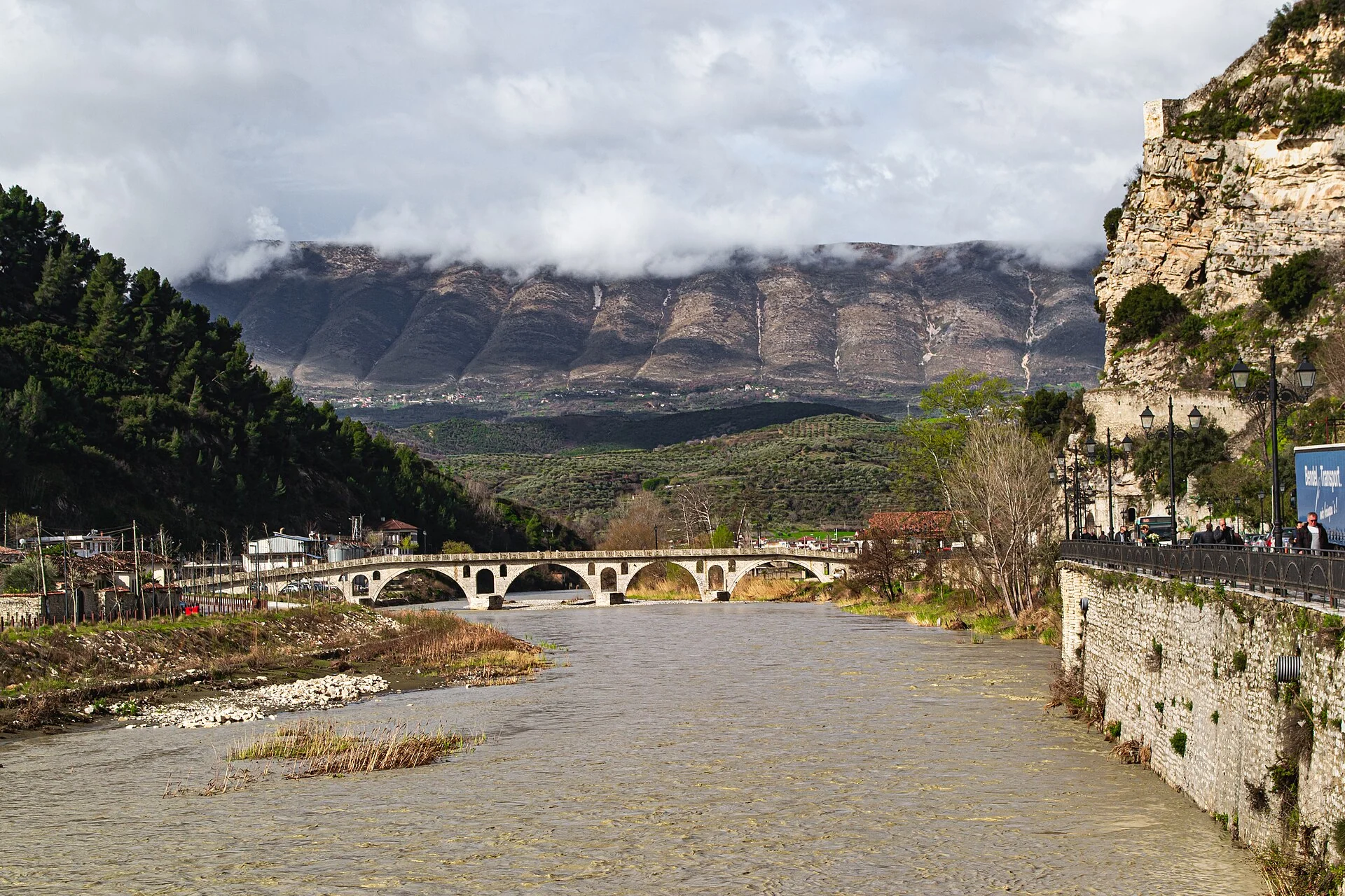 The Gorica Bridge is a pedestrian stone bridge crossing the Osum River in Berat, Albania