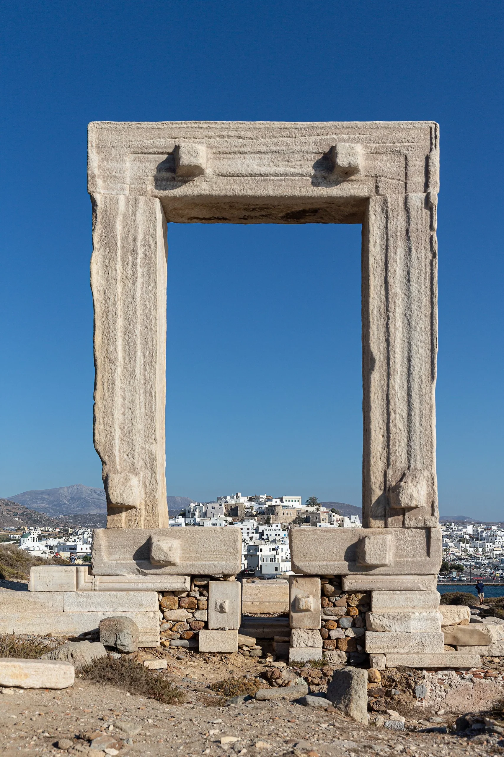 Portara and the coast of Naxos, Greece