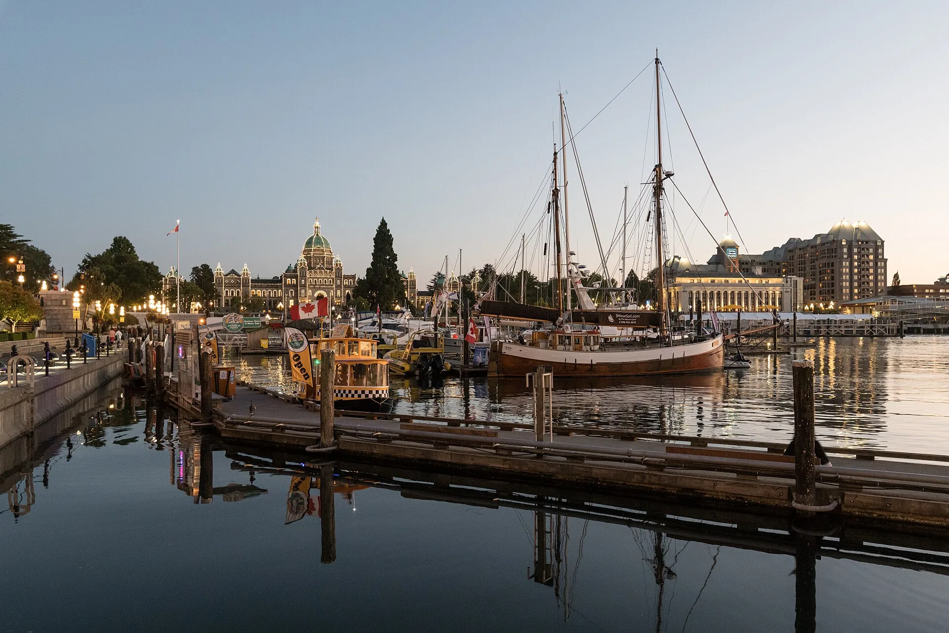 Inner Harbour and British Columbia Parliament Buildings, Victoria, at dusk 20240827 1
