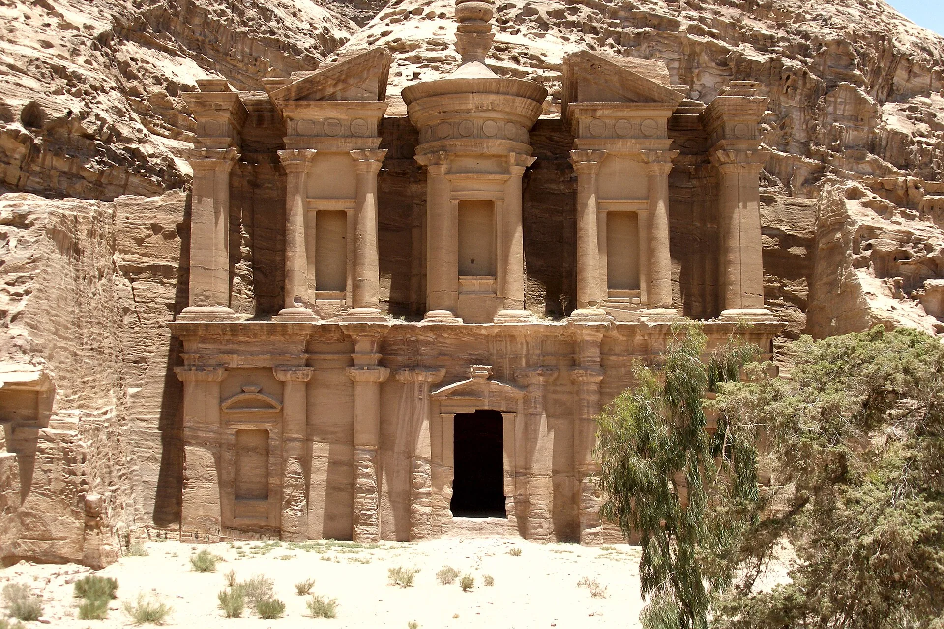 The Monastery carved into rock at Petra, Jordan